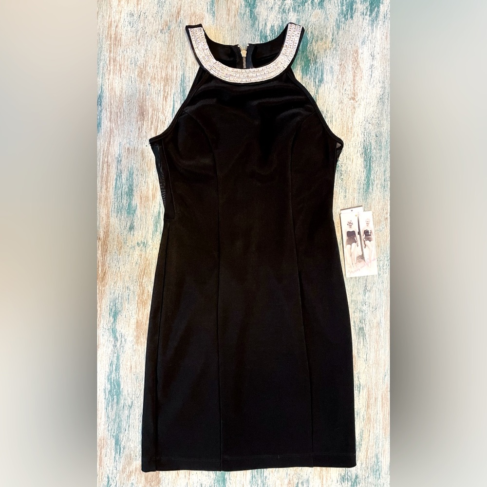 NWT Small Black and Rhinestone Cocktail/Evening-wear Dress